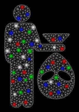 Işık Noktalı Parlak Ağ Kablosu Uzaylı Kafatası Çerçevesi