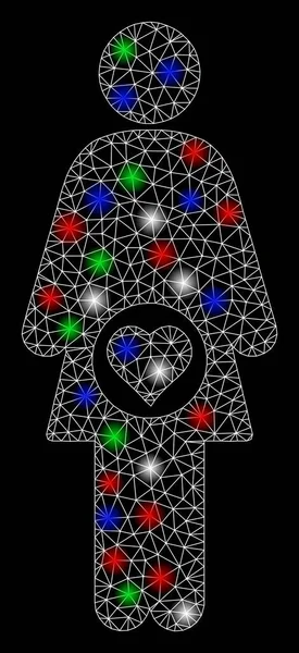 Bright Mesh Network Pregnant Woman with Light Spots — ストックベクタ