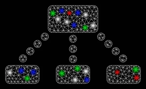 Bright Mesh Network Hierarchy with Flare Spots — Stockový vektor