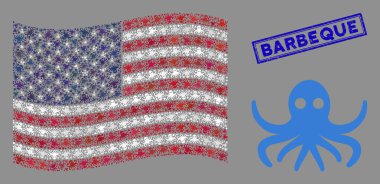 Amerikan Bayrağı Ahtapot Biçimi ve Çizik Barbekü Mührü