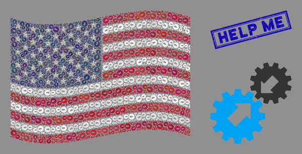 USA Flag Collage of Integration and Grunge Help Me Seal — Stok Vektör