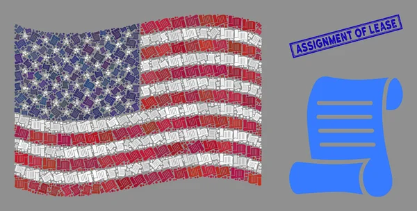 Флаг США Стилизованный состав шрифтового рулона и царапин — стоковый вектор