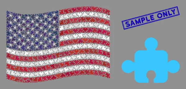 Флаг США Мозаика компонентов и текстурированных образцов только печать — стоковый вектор