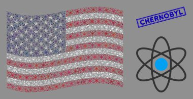 Atom ve Grunge Çernobil Mührü Birleşik Devletler Bayrak Mozaiği