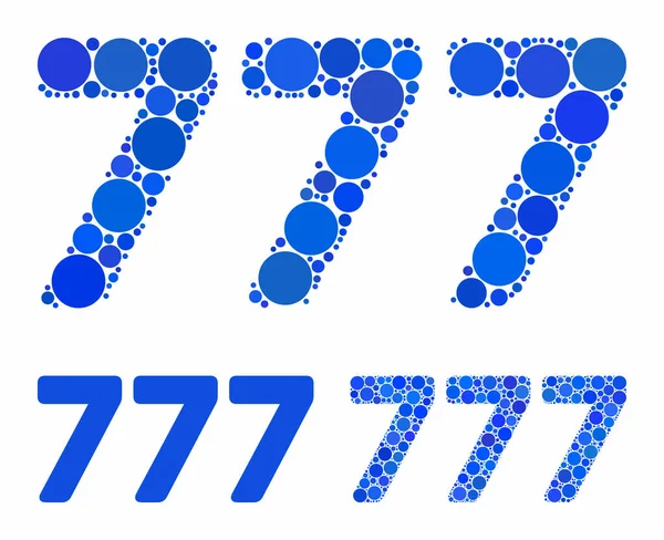 777 číslic text Mozaika Ikona kulatých teček — Stockový vektor
