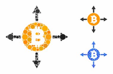 Bitcoin yönleri Çember Noktalar Mozaik Simgesi