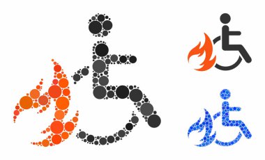 Küresel Ögelerin Yanık Hastası Mozaik Simgesi