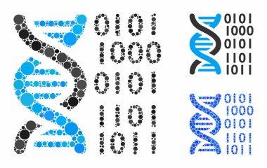 DNA binary code Composition Icon of Circles clipart