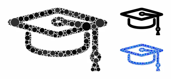 Cap graduate Composition Icon of Circle Dots — Stock Vector