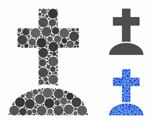 Croix de cimetière Composition Icône à pois ronds — Image vectorielle