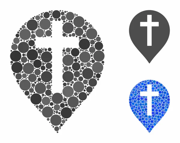 Marcatore croce cristiana Composizione Icona di punti cerchio — Vettoriale Stock