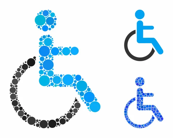 Osoba niepełnosprawna Skład Ikona koła — Wektor stockowy