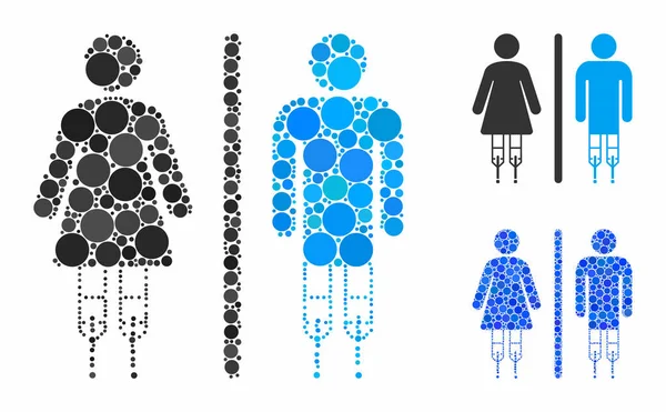 WC para personas con discapacidad Mosaico icono de Circle Dots — Vector de stock