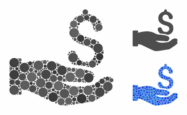 Doação de dólares mão Composição Ícone de Pontos do Círculo —  Vetores de Stock