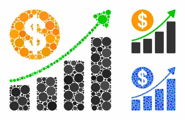 Dollaro grafico di crescita Composizione Icona dei cerchi — Vettoriale Stock