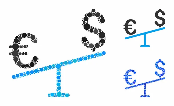 Euro Dollar swing Mosaic Icon of Circle Dots — Stock Vector