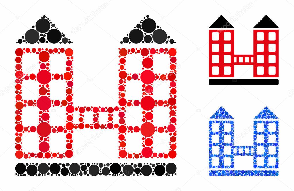 Company building Mosaic Icon of Round Dots