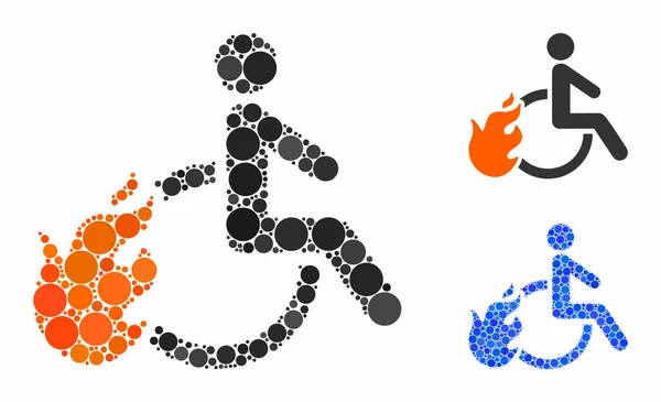 Personne handicapée virée Mosaic Icône de points ronds — Image vectorielle