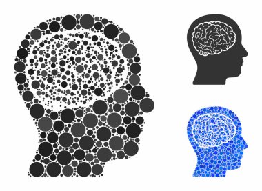 Baş beyin Mozaik Çember Noktaları Simgesi