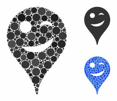 Gülen Gülen Harita İşaretleyici Çemberlerin Mozaik Simgesi