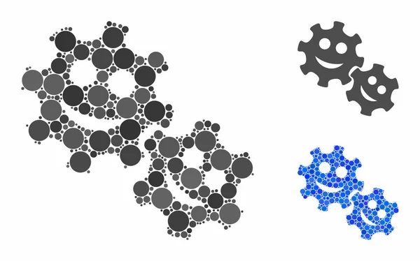 Happy Gears Composition Icon of Circles — Stockový vektor