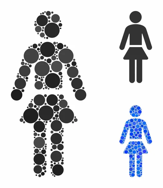 Lady Mozaïek Ikoon van ronde stippen — Stockvector