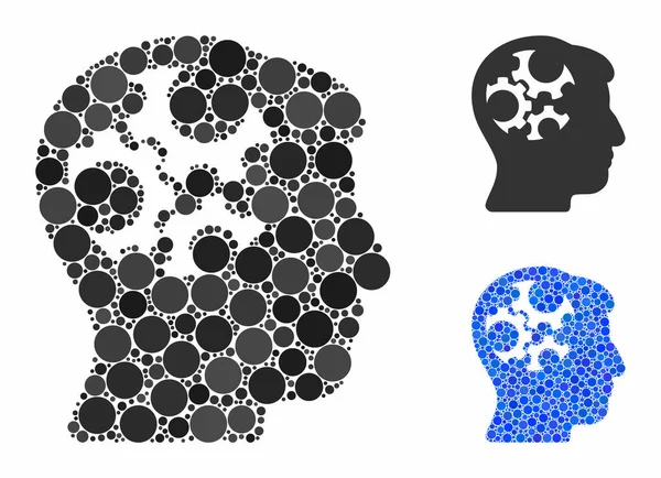 Engranajes mentales Icono de composición de elementos esféricos — Archivo Imágenes Vectoriales