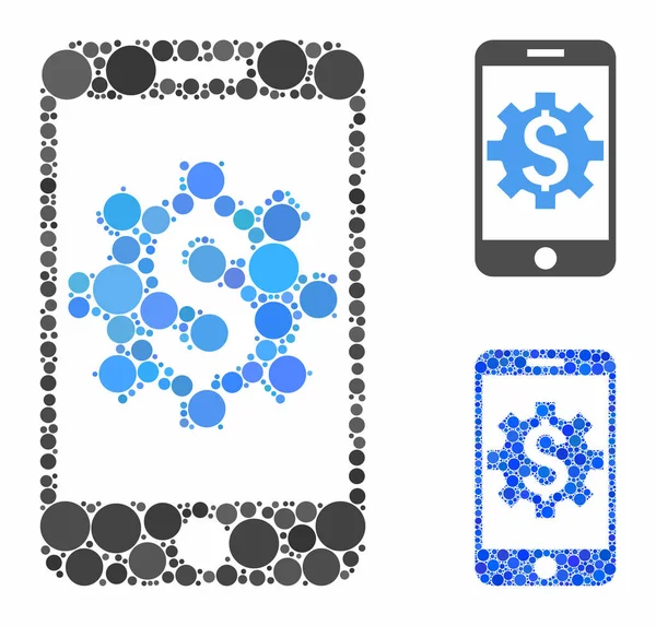 Configuración del banco móvil Icono de composición de puntos redondos — Archivo Imágenes Vectoriales
