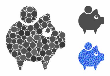 Domuz kumbarası Küresel Ögelerin Mozaik Simgesi