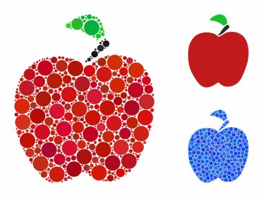 Çember Noktaların Kırmızı Elma Mozaik Simgesi