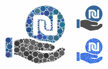 Shekel madeni para ödeme eli Çember Noktalar Mozaik Simgesi