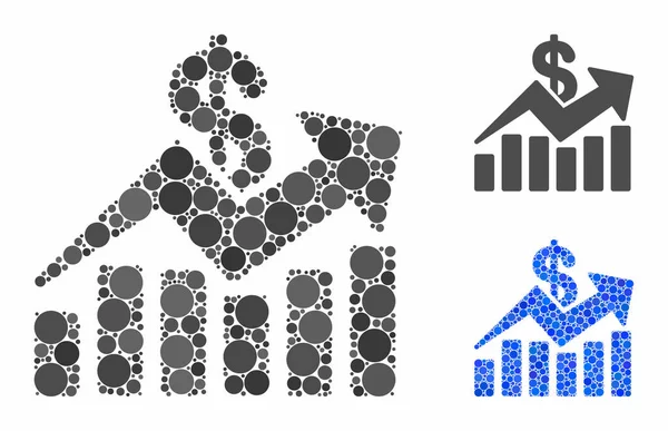 Vendas gráfico de barras tendência Mosaic Ícone dos Círculos — Vetor de Stock