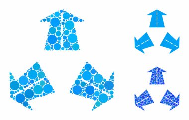 Üç Yol Yönü Yuvarlak Noktaların Mozaik Simgesi