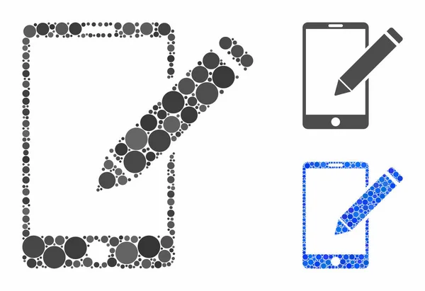 Smartphone modifier crayon Composition Icône de points ronds — Image vectorielle