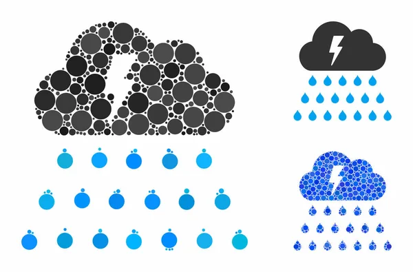 Nube de lluvia de tormenta Mosaico Icono de círculos — Archivo Imágenes Vectoriales