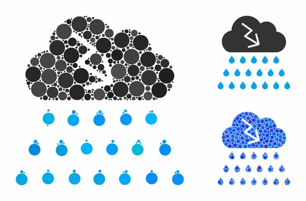 Thunderstorm rain cloud Composition Icon of Circle Dots