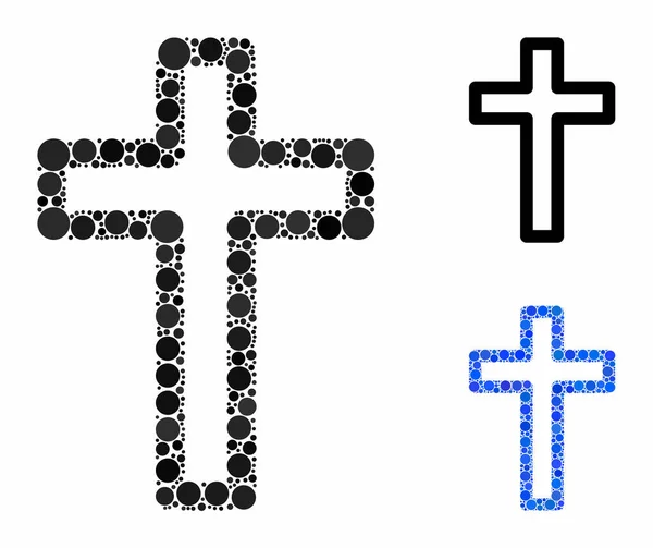 Tomb cross Composition Icon of Circles — Stock Vector