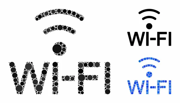Wi-Fi mosaico icono de puntos redondos — Vector de stock