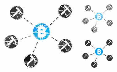 Bitcoin Madencilik Havuzu Düzensiz Elementlerin Kompozisyon Simgesi