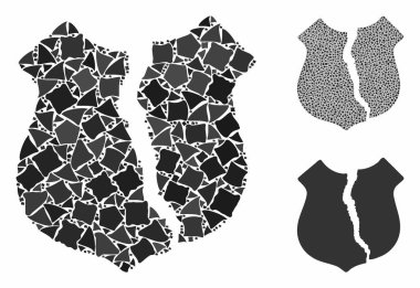 Yok Edilmiş Kalkan Pürüzlü Parçaların Mozaik Simgesi