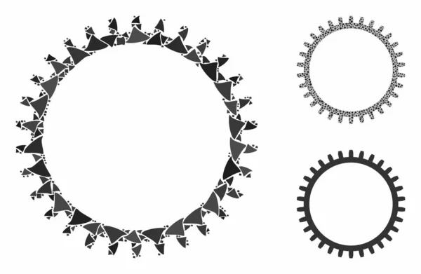 不规则项目的齿齿轮组合图标 — 图库矢量图片