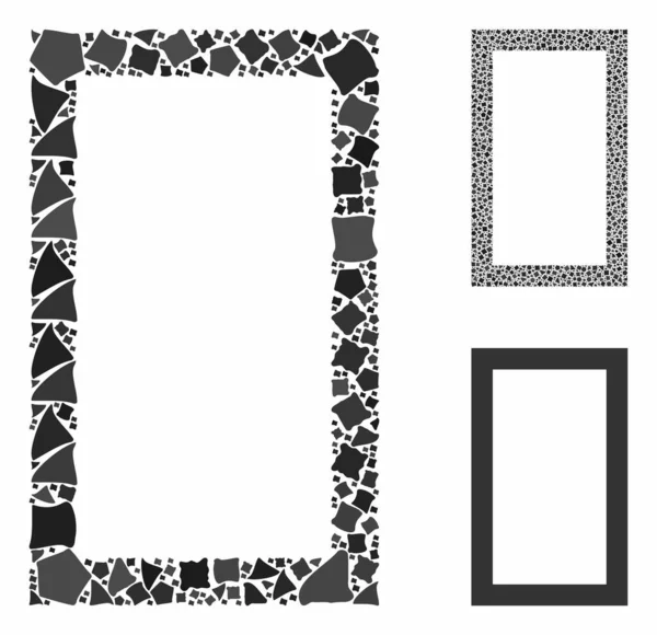 Contour rektangel Sammansättning ikonen för Ragged Parts — Stock vektor