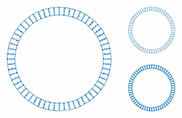 不等份碎片的线形双圆框马赛克图标 — 图库矢量图片