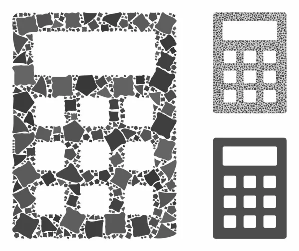 Taschenrechner-Mosaik aus abrupten Teilen — Stockvektor