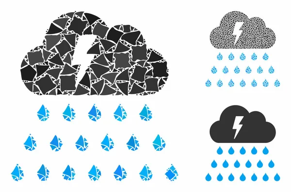 Thunderstorm rain cloud Composition Icon of Humpy Elements