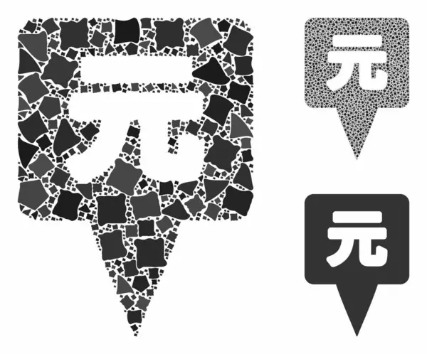 Yuan carte pointeur Mosaic Icône de Joggly Articles — Image vectorielle