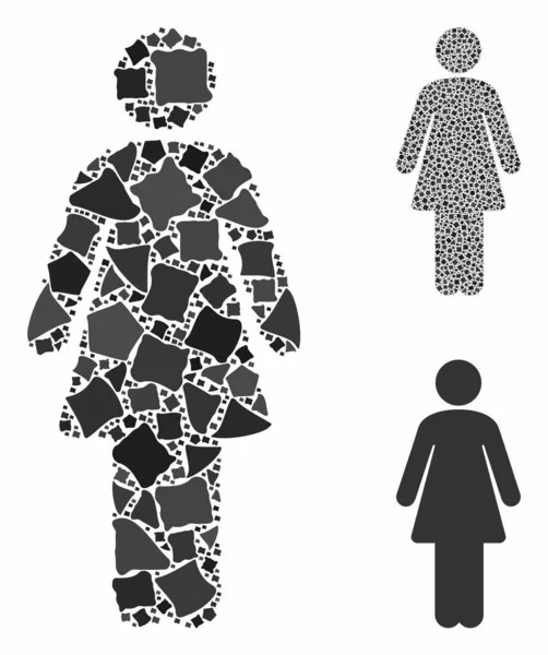 Kvinnans sammansättning ikon av ojämna objekt — Stock vektor
