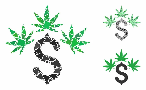 Cannabis business Mozaïekicoon van onregelmatige elementen — Stockvector