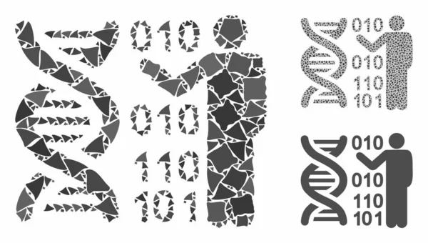 Investigación de ADN Composición Icono de Piezas Irregulares — Vector de stock