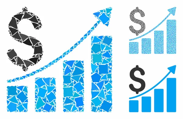 Gráfico de crescimento de vendas Ícone mosaico de itens irregulares — Vetor de Stock